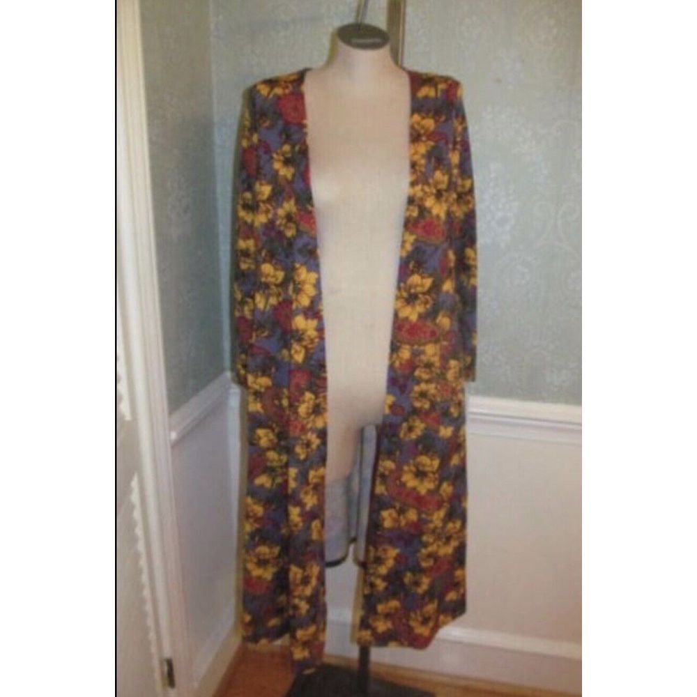 NWT‎ LuLaRoe Sarah Cardigan Long DUSTER XS Extra Small Yellow Floral NEW UNICORN